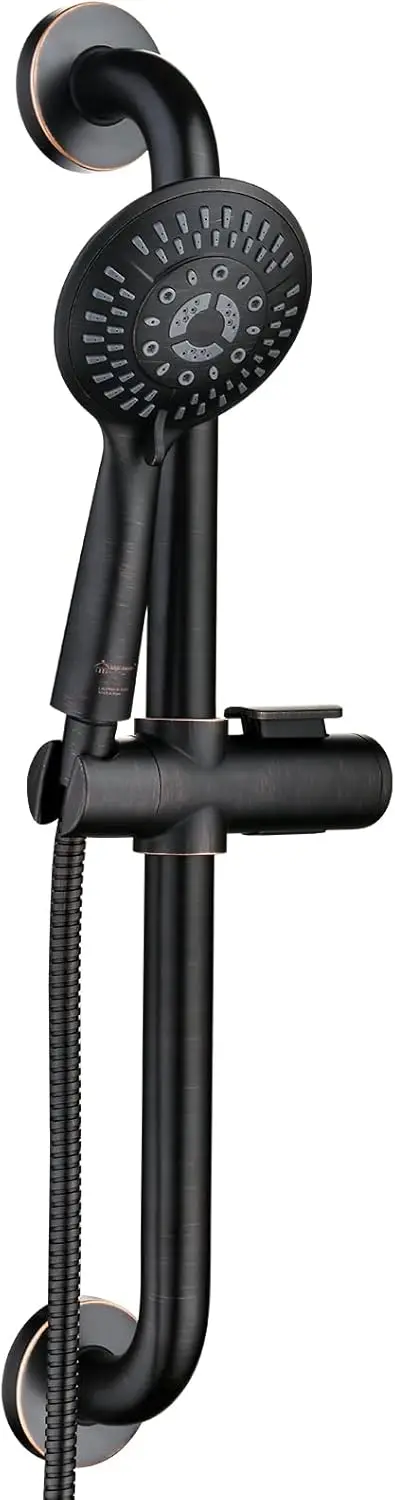 Stainless Steel Slide Bar Grab Rail Set Ada Compliant Includes 5-Setting Handheld Shower Head and 69-Inch Hose Oil Rubbed Bronze