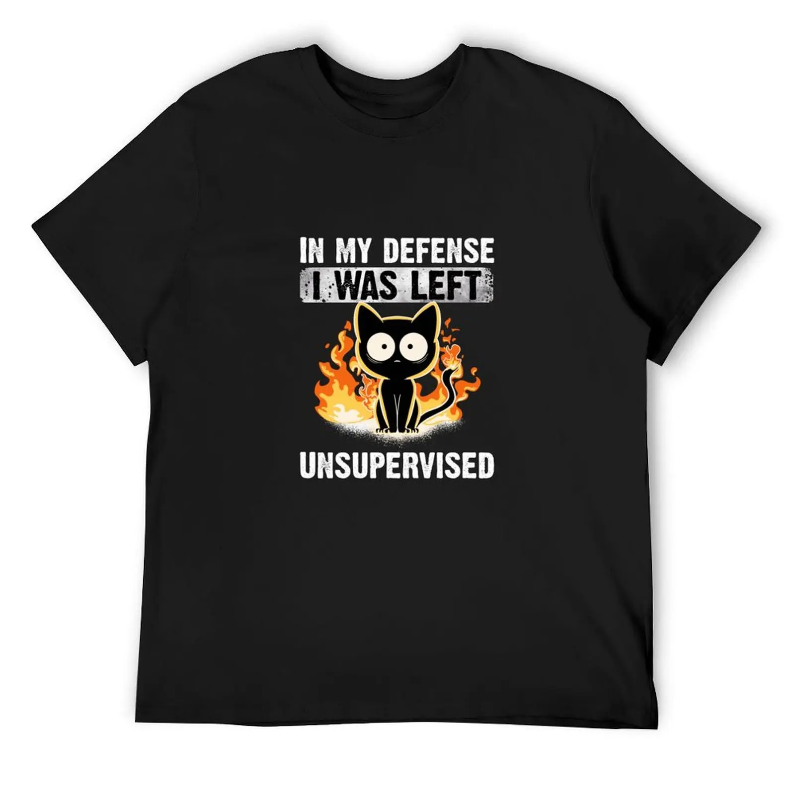 

In My Defense I Was Left Unsupervised Black Cat Funny Sticker T-Shirt