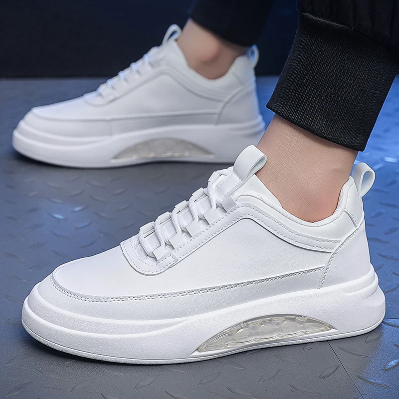 Designer Men Thick Sole Shoes Flats Lace-Up Sneakers Male Casual Lightweight Breathable White Business Travel Running Masculino