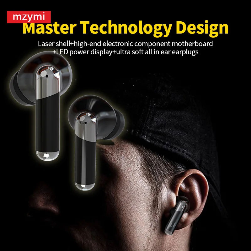 Mzymi E3B TWS auriculares Bluetooth cancelación activa de ruido auriculares inalámbricos ANC + ENC auriculares micrófono incorporado para XIAOMI Android iOS