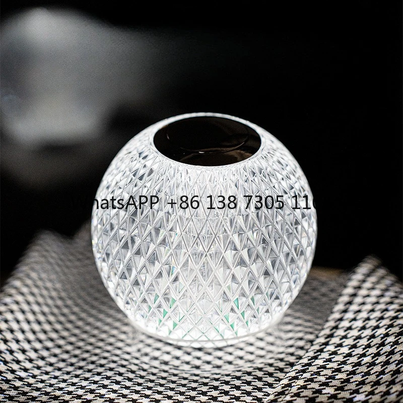 

Light luxury high-end crystal glass touch wireless bedside table atmosphere night light dresser decoration