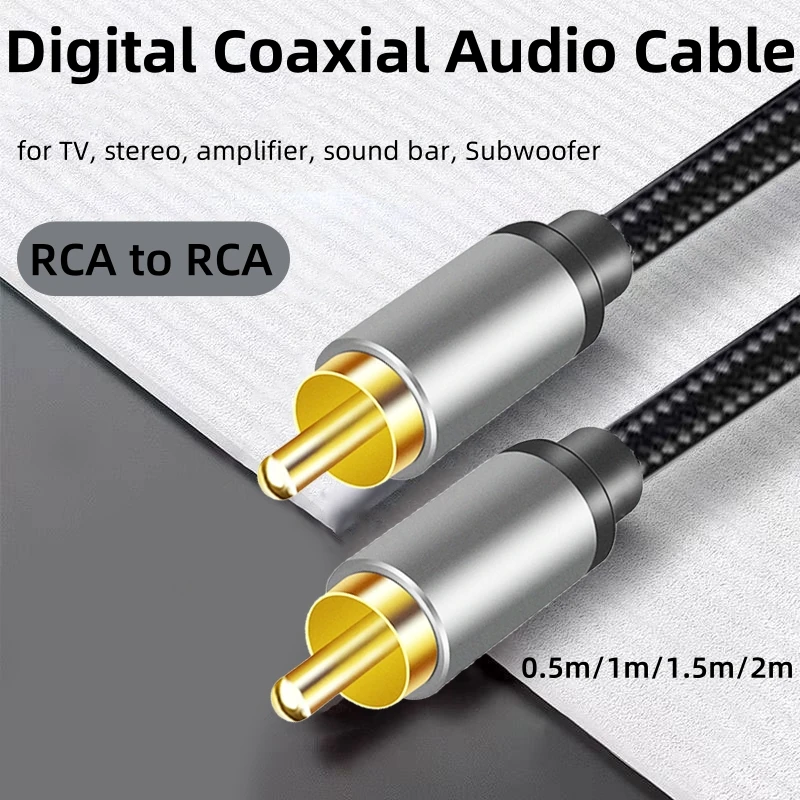 

Digital Coaxial Audio Cable S/PDIF RCA Male to RCA Male Gold Plated and Braided Cord for Home Theater HDTV Subwoofer Amplifier