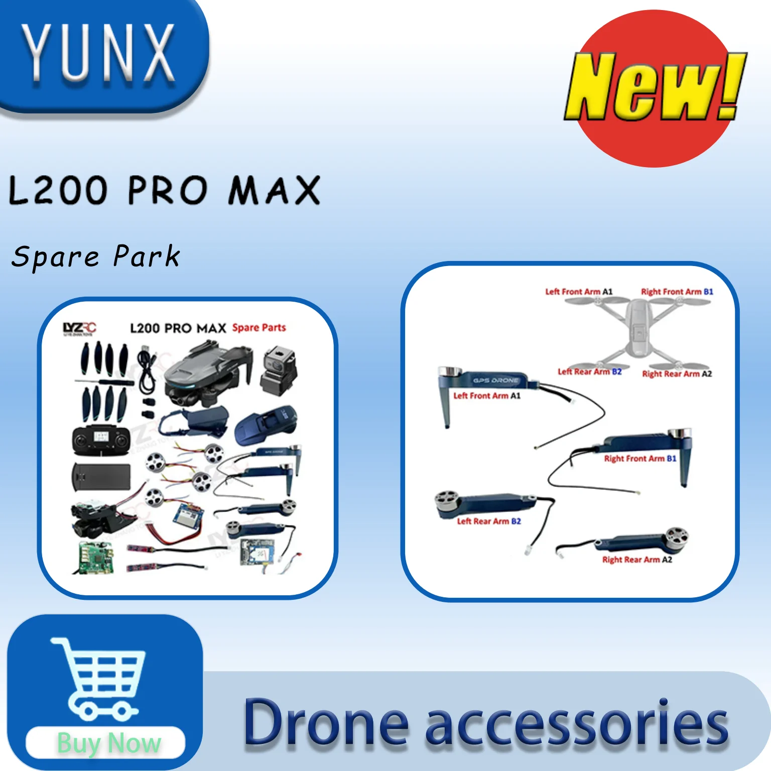 

Комплект запасных частей для квадрокоптера LYZRC L200 Pro MAX: корпус, лучи, пропеллеры, GPS, WiFi-плата, основная плата, мотор для обхода препятствий