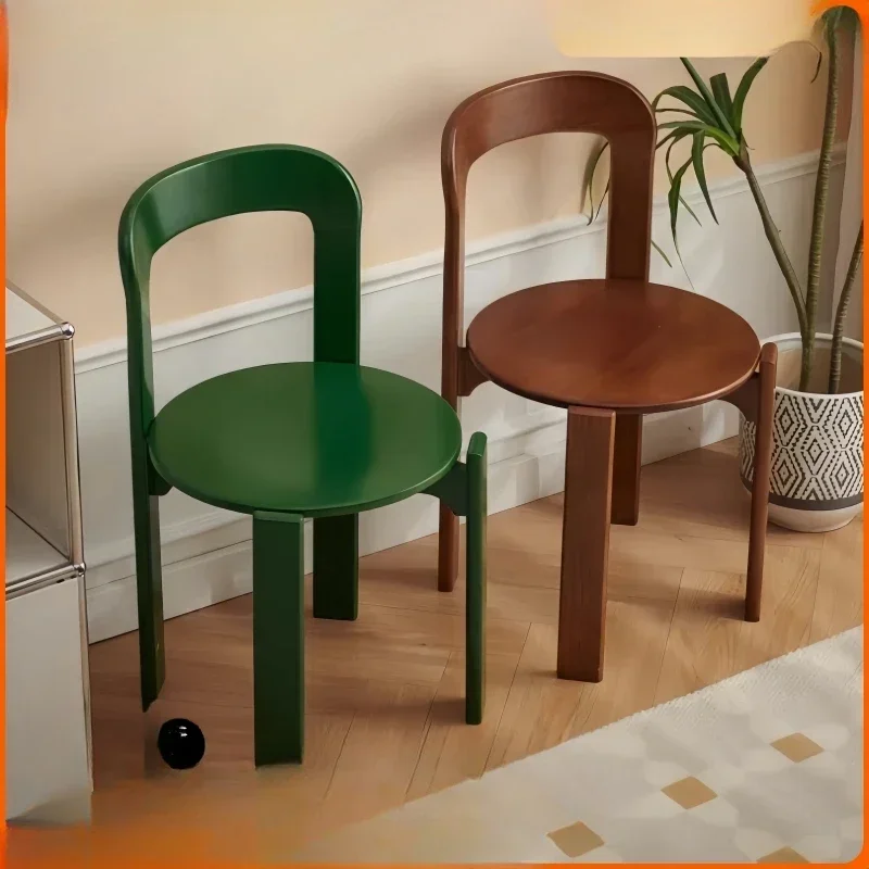 

Medieval color Nordic dining chair simple conference chair cream style small apartment family back solid wood