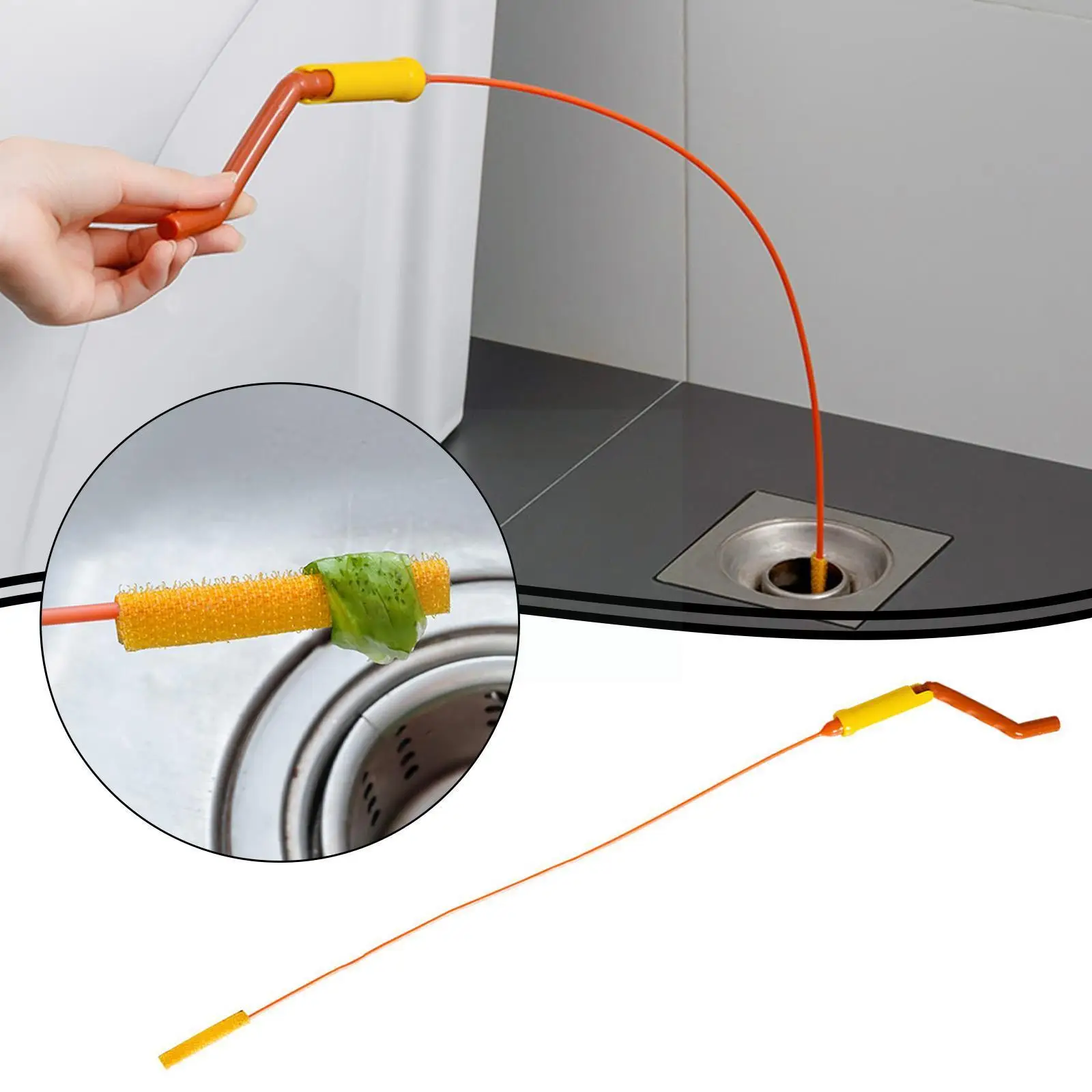 FlexiSnake Sink Snake Cleaner Drain Hair Rotating Facility Tool Drainage Handle Drain Remover Cleaner With Clo T2B9