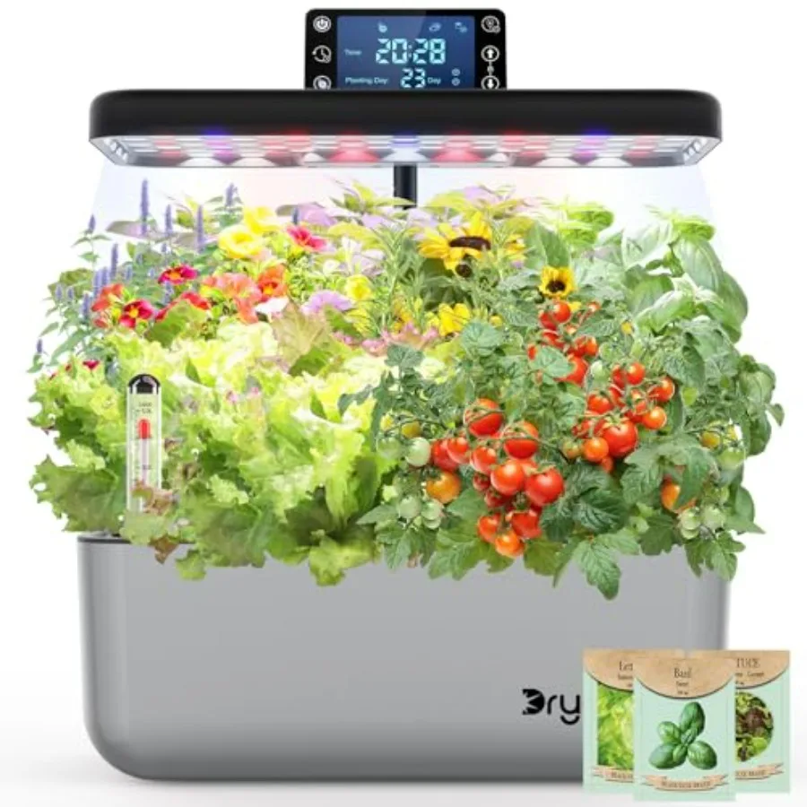 Indoor Herb Garden Kit with 12 Pods and LED Grow Light for Home Kitchen Office Hydroponic Planter for Fresh Herbs Vegetables Ae