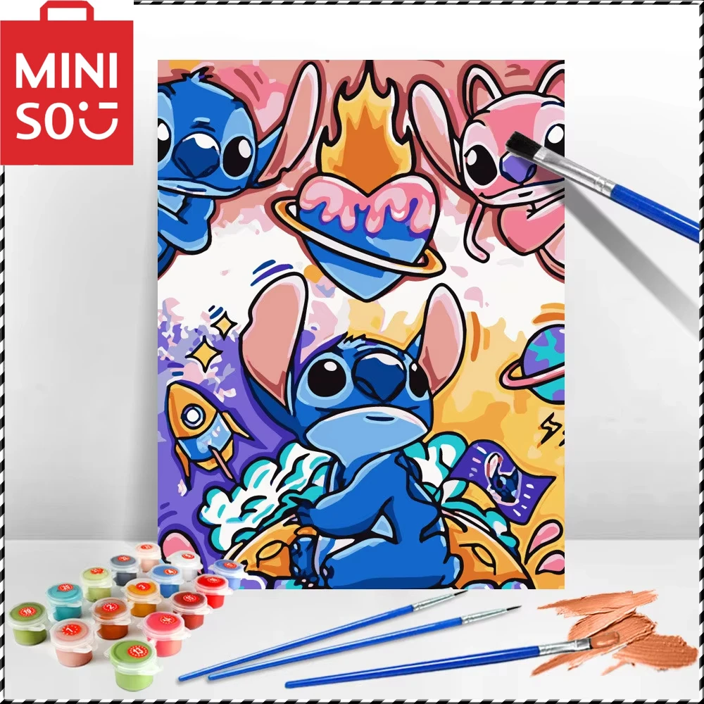 

MINISO картина маслом по номерам Disney Stich украшение дома картина настенная спальня декор комнаты подарочные рамки