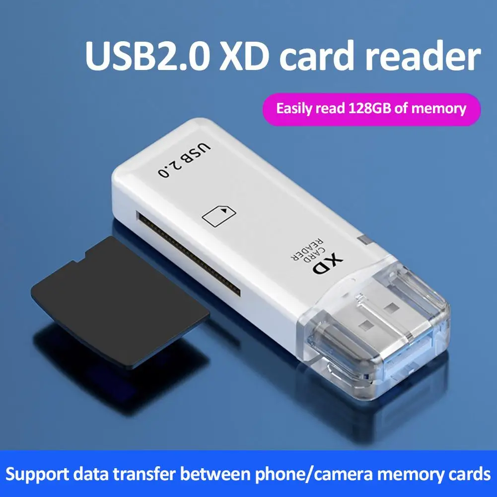 Lector de tarjetas USB 2,0 de alta velocidad, multifunción, portátil, blanco marfil, XD, un solo puerto, accesorios para PC y portátil, N7U5