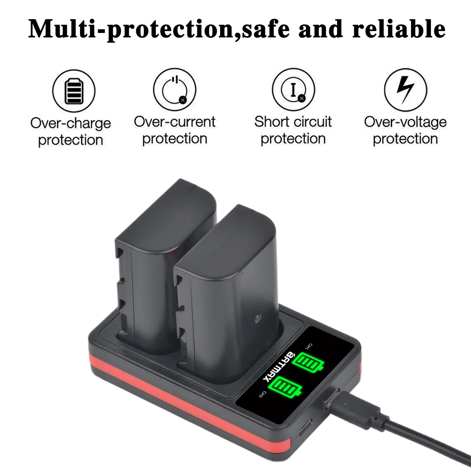 DMW-BLF19E Battery Dual LCD USB Charger for DMW-BLF19 BLF19E BLF19GK BLF19PP DMC-GH3 GH3A GH3AGK GH3GK GH3H GH3HGK GH3K GH4 GH4G
