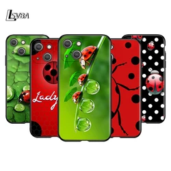 Seven-Star Ladybug Silicone Cover For Apple IPhone 13 12 Mini 11 Pro XS MAX XR X 8 7 6S 6 Plus 5S SE Black Phone Case