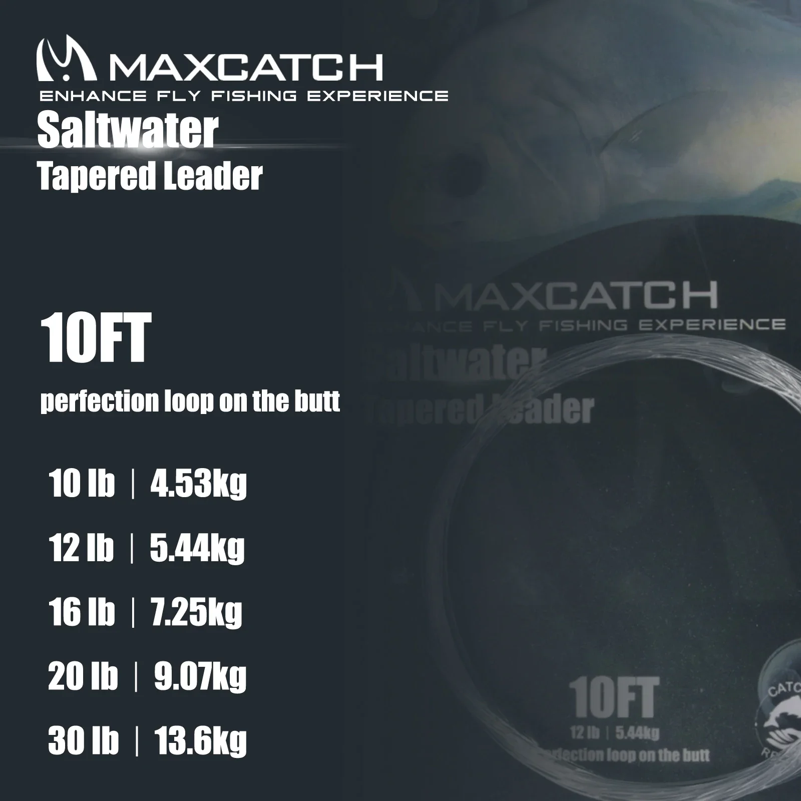 MAXCATCH 30 Stück Salzwasser-Fliegenfischerleinen 10FT 10-30LB Klare Nylon-Leine mit geschweißten Schlaufen Fliegenleinen-Leader – Detail 5