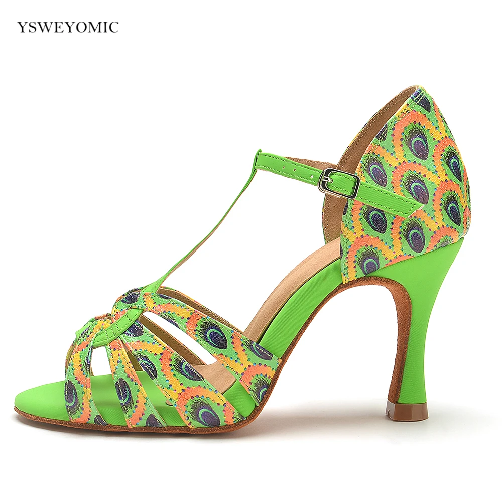 

YSWEYOMIC Spring Style Green Girls and Women Latin Salsa Dance Shoes Customized indoor and Outdoor dance Shoes