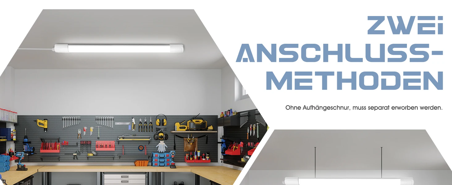 2/4 Stück 60 cm LED-Röhrenleuchte 20 W, 4000 K 2200 lm IP65 wasserdicht, verbindbare LED-Deckenleuchte für Garage, Werkstatt, Keller – Detail 5