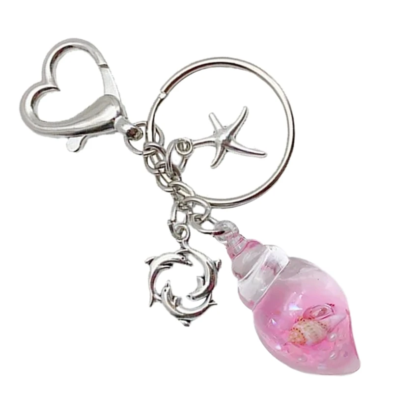 Y1UB Elegant Conch Keychain Bag Purse Keychain Ocean Themed Backpack Decoration