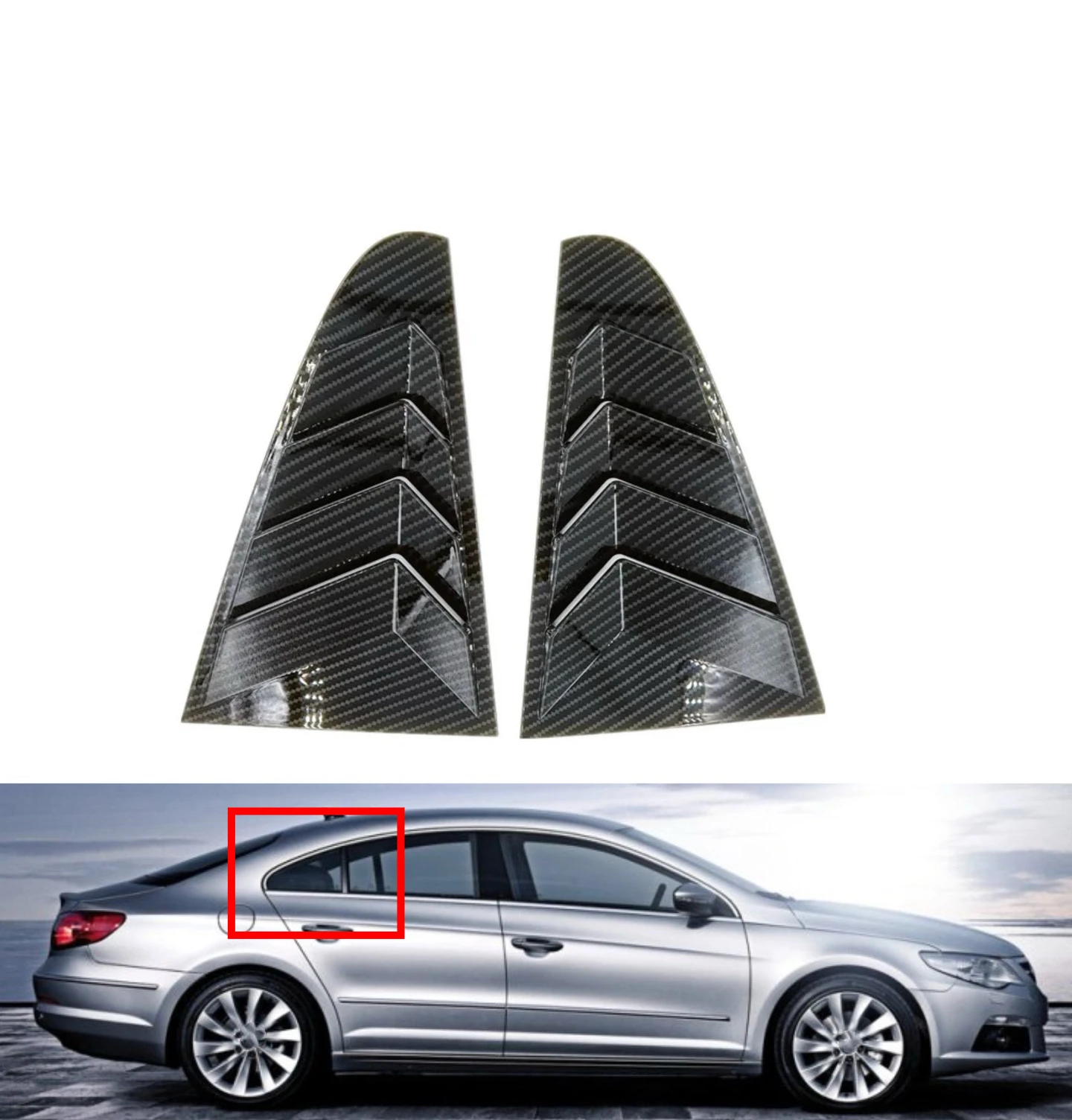 

For Volkswagen VW CC 2010 2011 2012 2013 2014 2015-2018 Car Rear Louver Window Side Shutter Cover Trim Sticker Vent Scoop ABS