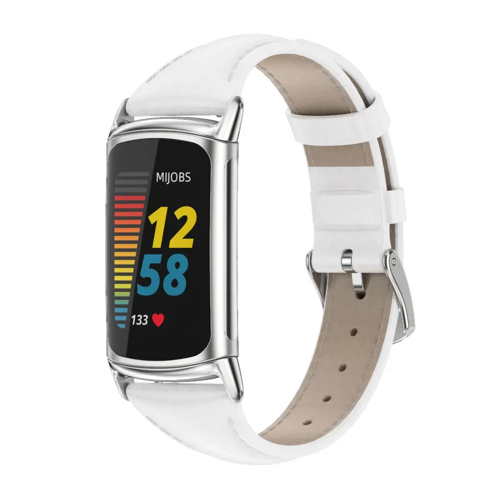 Pulseira de couro para Fitbit Charge 6, pulseira, pulseira, Watch Band, Charge 5, Smartband Acessório