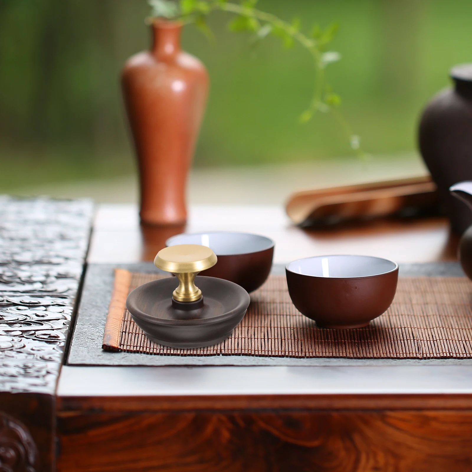 

Teapot Lid Support Holder Teacup Rack for Lids Glass Top Wooden Rest Accessories