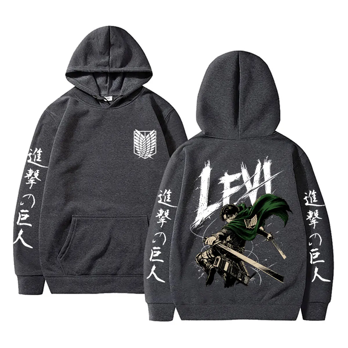 Anime Attack on Titan Levi Ackerman Merch Hoodie Men Women Cartoon Manga Cosplay Sweatshirt Male Retro Oversized Hooded Pullover