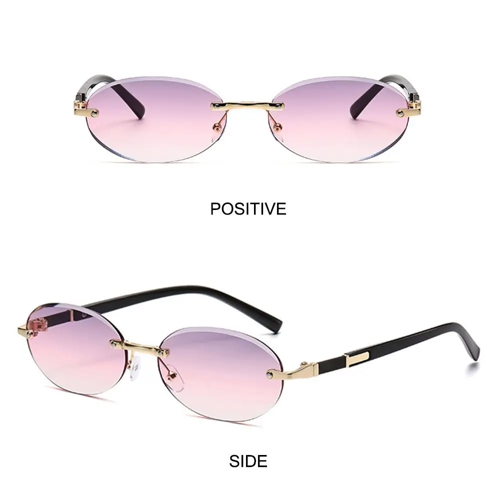 Cut-Edge Oval Frame Sunglasses Y2K Eyewear for Women Frameless Hip-Hop Sun Glasses UV400 Protection Street Style Punk Shades