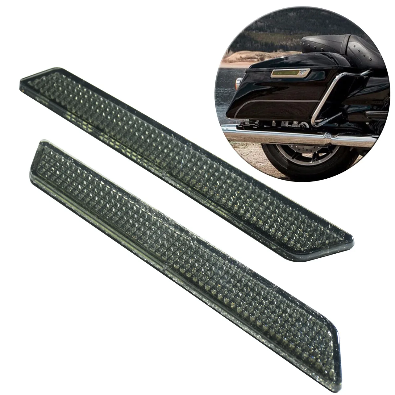 

ABS Reflective Strip for Harley Touring Street Glide Road King - Motorcycle Saddlebag Protective Reflective Cover Accessory 2Pcs