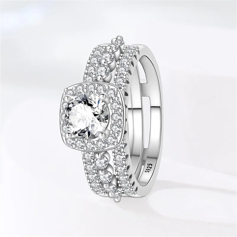 خواتم النساء 925 فضة ضوء الفاخرة مزيج خواتم تمهيد تشيكوسلوفاكيا تألق الزركون غرامة المشاركة مجوهرات الزفاف هدايا