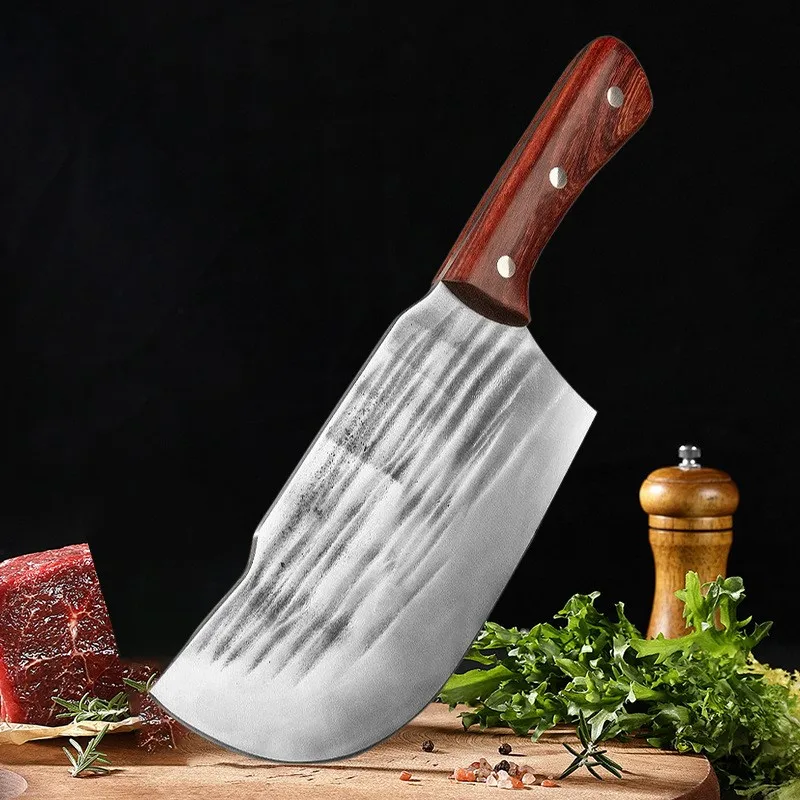 Hand-forged Butcher Knife 5CR15 Stainless Steel Pork Dividing Knife Minced Meat KnifeThick Strong Sharp Household Kitchen Knife