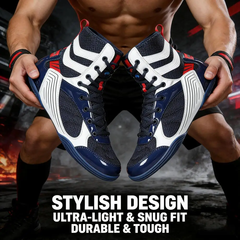 

Новые профессиональные борцовские туфли для мужчин и женщин, размеры 40-46, роскошные нескользящие боксерские туфли, кроссовки для погружения, боевые кроссовки