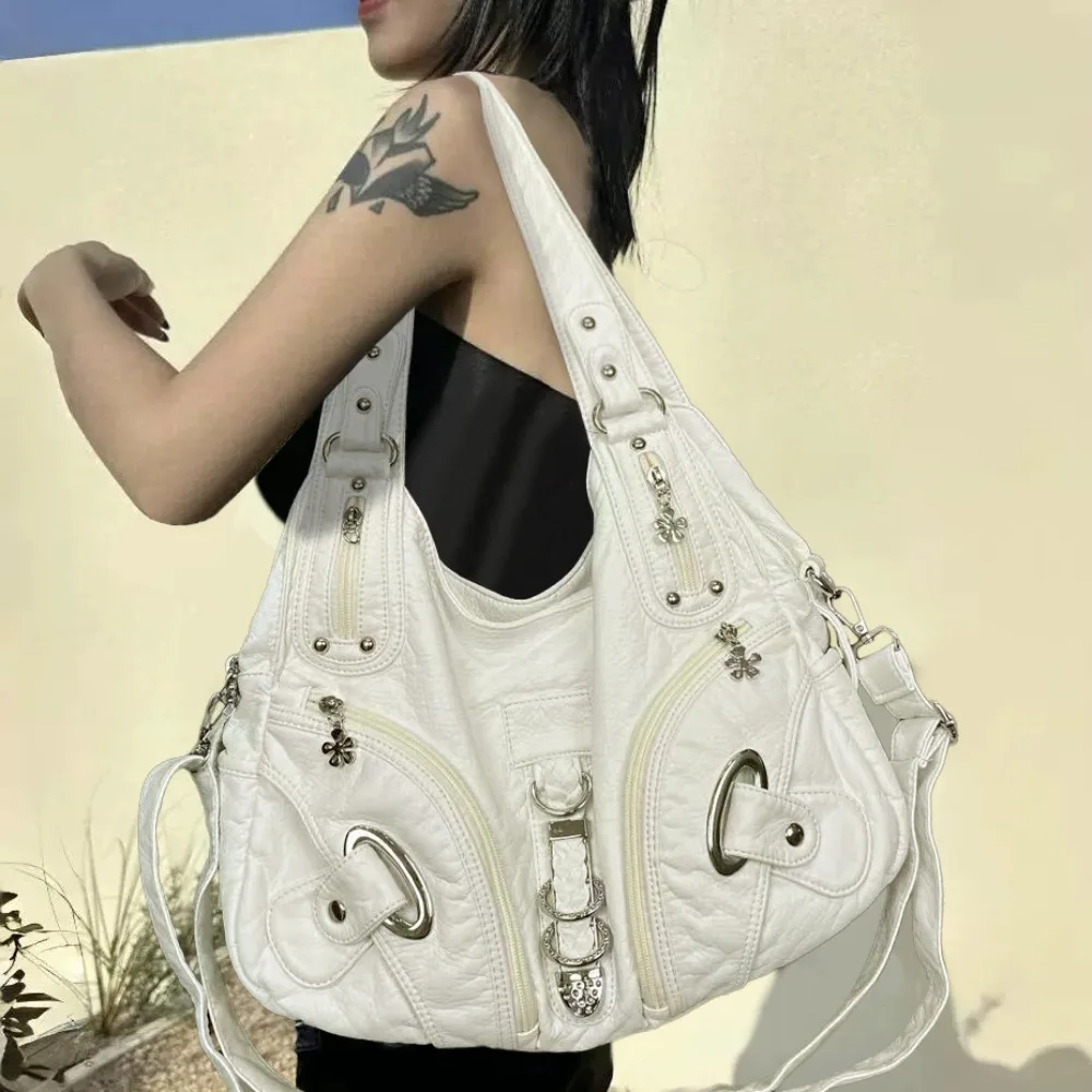 Modische Retro-Y2K-Handtasche für Damen, große Kapazität, mehrere Taschen, Punk-Umhängetasche – Detail 7