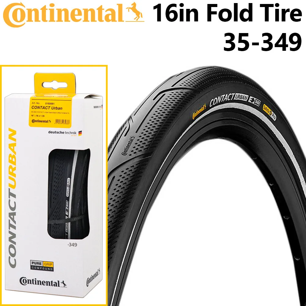 

Continental Folding Bicycle Tire 16 Inch Compact Urban 16x1.35 Foldable Tyre PureGrip Compound 35-349 Fold Bike Tire BMX