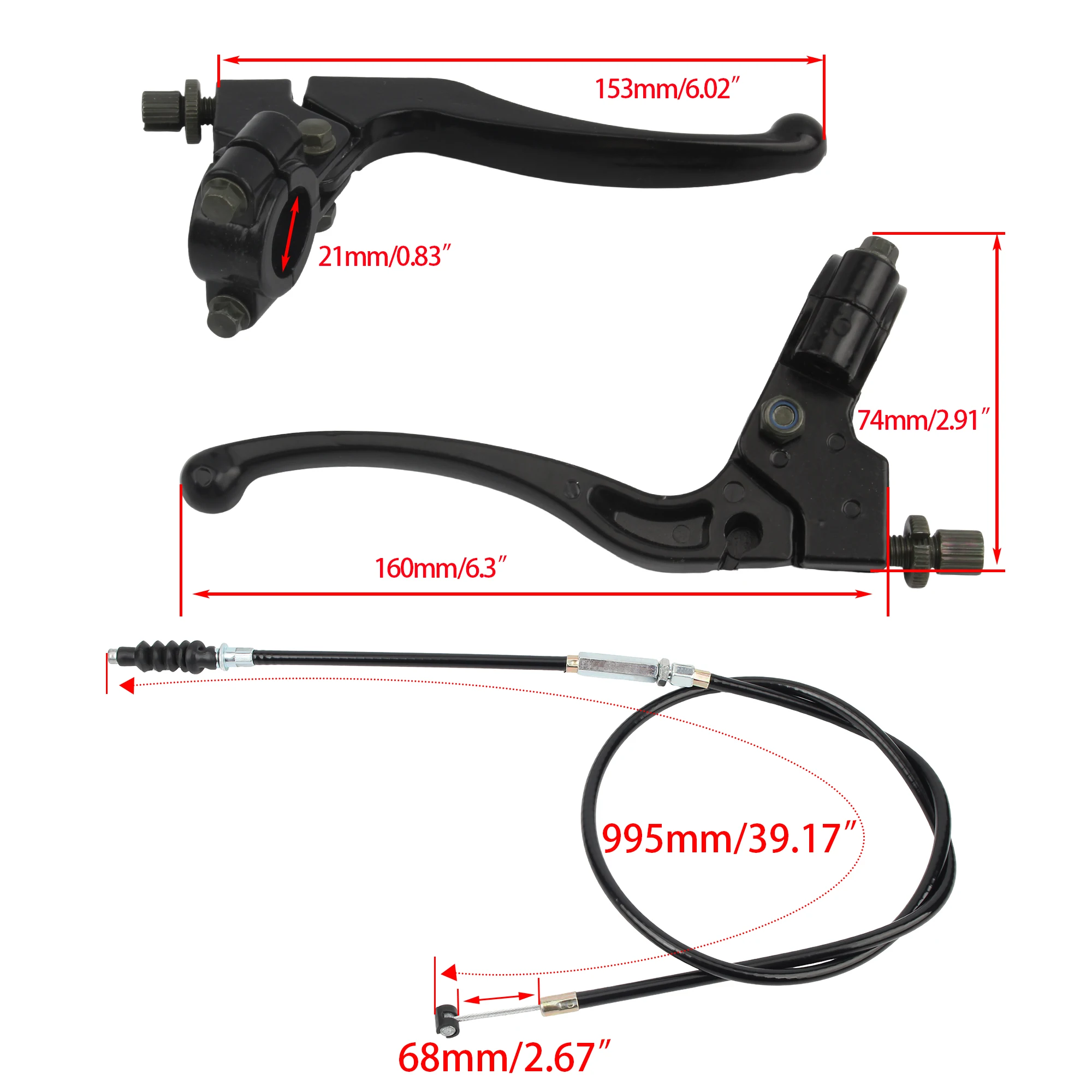 7/8'' 22mm Motorcycle Brake Clutch Levers Kit For 47cc 49cc ATV Quad DirtBike Motocross 97cc Baja Scooter Moped Modified Parts view 6