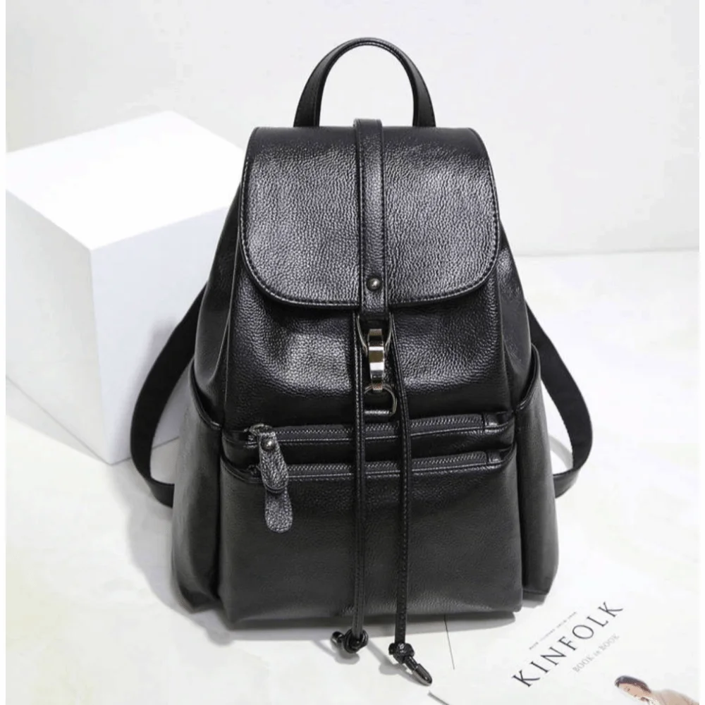 Soft PU Leather Women Backpack Dual Shoulder Strap Multi Pocket Soft Leather Mommy Bag Spacious Interior Large Capacity Rucksack view 2