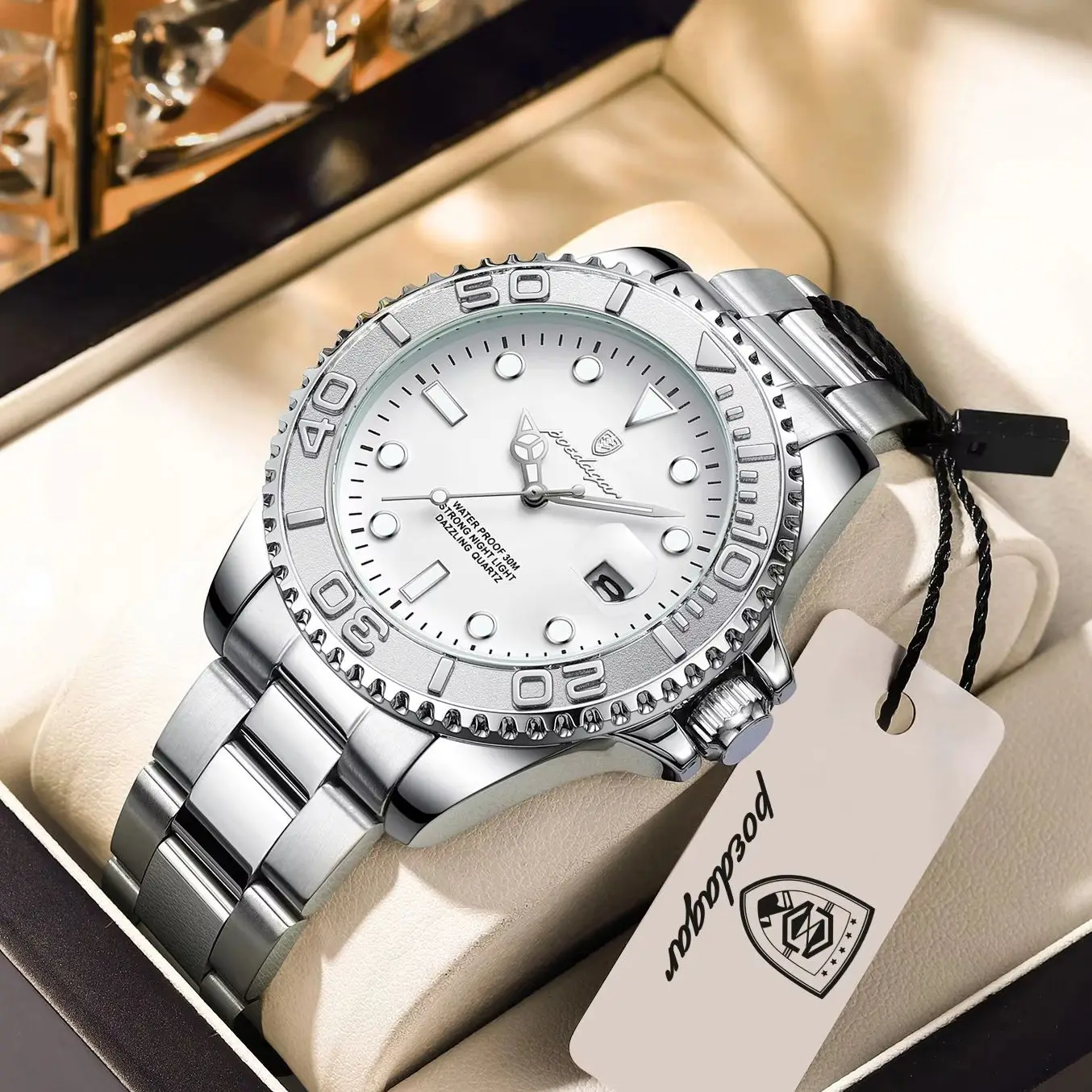 POEDAGAR Classic Business Man Clock Waterproof Stainless Steel Luminous Date Men Watch Fashion Quartz Men's Watches Reloj Hombre