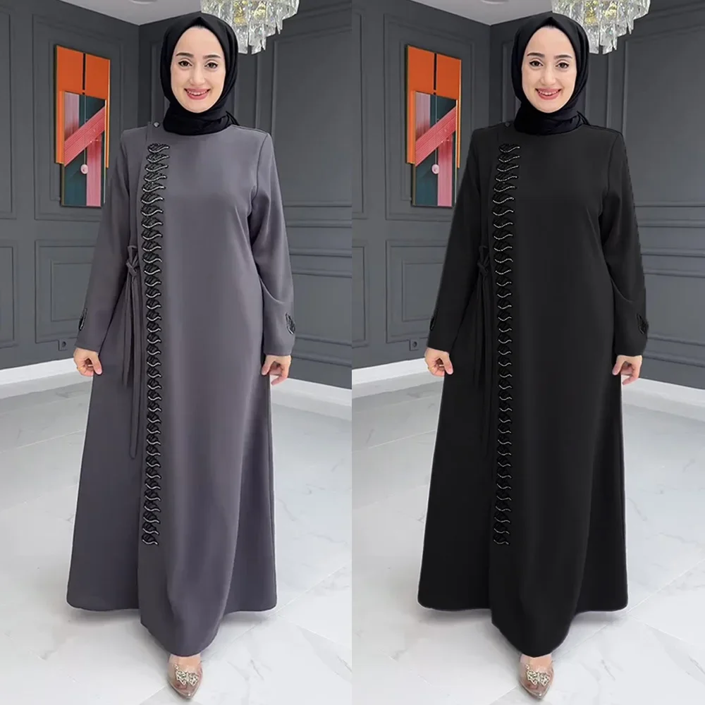 

Abayas мусульманская имитация двух частей на молнии кардиган платье для женщин Дубай Арабский длинный халат ИД Рамадан марокканский кафтан ислам платья Jalabiya