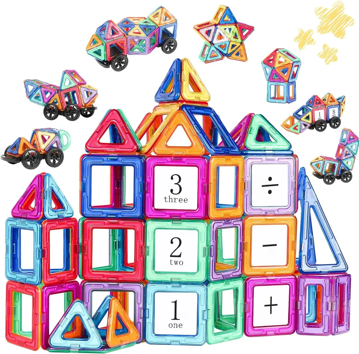 Magnetic Construction for Children 74 Pieces Magnetic Building Blocks Children Educational Games Gifts for Children