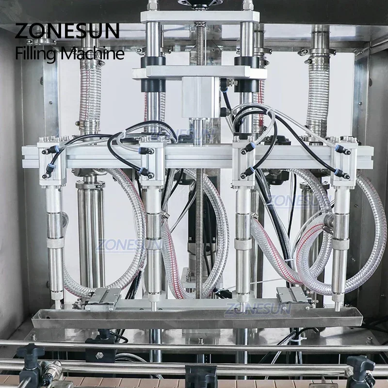 ZONESUN ZS-SV4G Riempitrice servo automatica a 4 ugelli per linea di imballaggio di bottiglie di miele, pasta, crema e liquidi