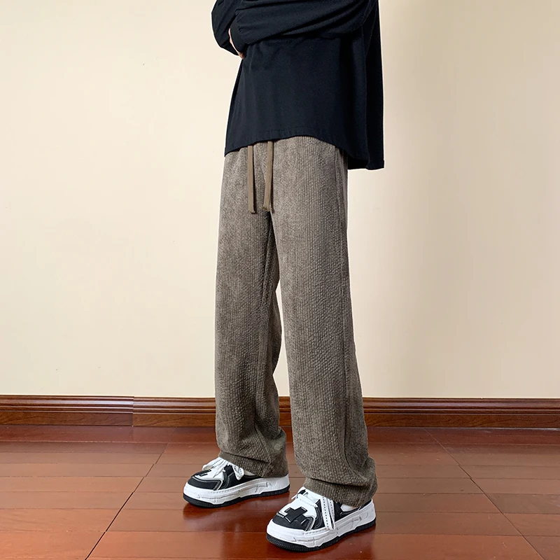 2024 novo outono calças de veludo dos homens streetwear casual em linha reta sweatpant jogger hombre M-5XL