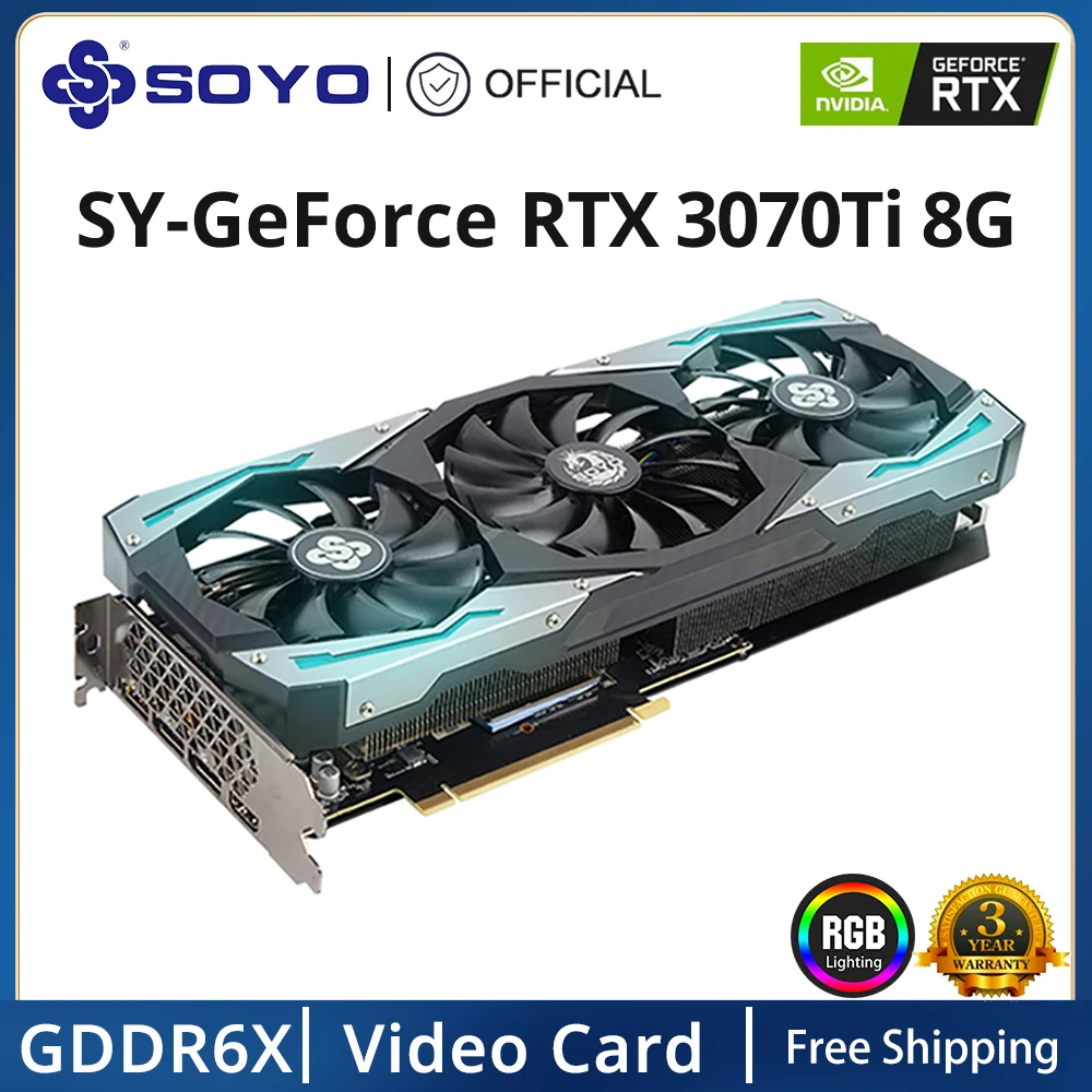 SOYO ใหม่เอี่ยม GeForce RTX3080 Ti 12G/3070 Ti 8G การ์ด GDDR6X Memory PCI Express X16 4.0เกมการ์ด NVIDIA GPU