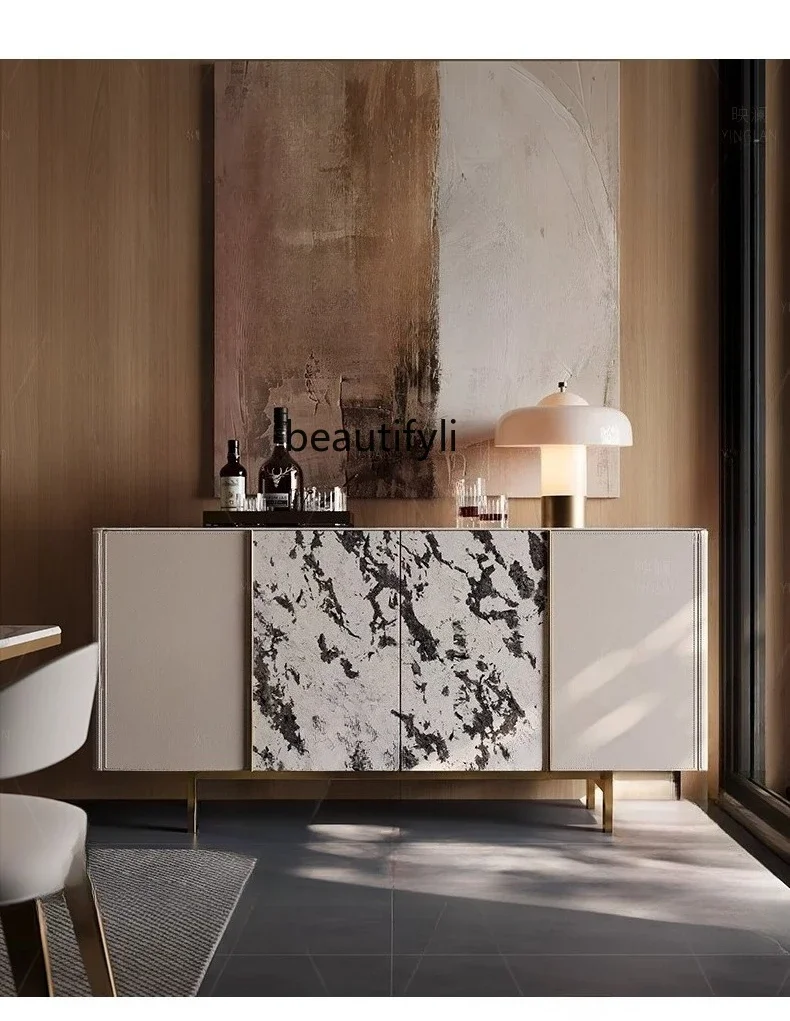 

xzzLight luxury high-end dining side cabinets Home guest dining room Modern simplicity, luxury stone rock slab lockers