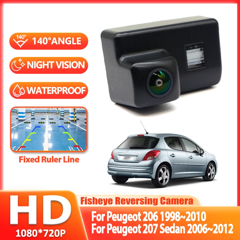 170° HD 1080P Car Rear View Reverse Camera HD For Peugeot 206 1998~2010 207 Sedan 2006~2012 Car camera Night Vision Reversing