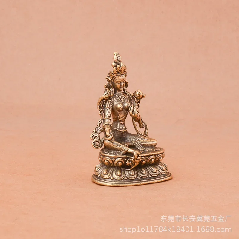 Brass Green Tara Small Statue Tantric Buddha Figurines Miniatures Buddhism Buddhist Figure Desktop Enshrine Ornaments Home Decor