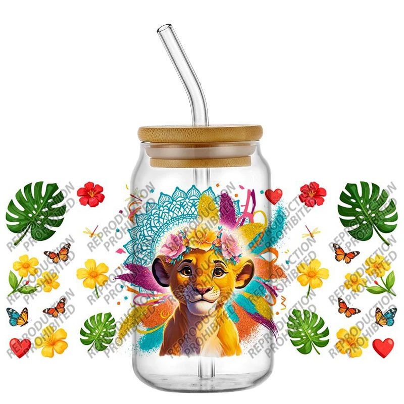 

Новый дизайн The Lion King Водонепроницаемая кружка «сделай сам» Наклейки для телефона 3D переводы UVDTF Наклейки 16 унций УФ DTF Cup Wraps для очков Libbey