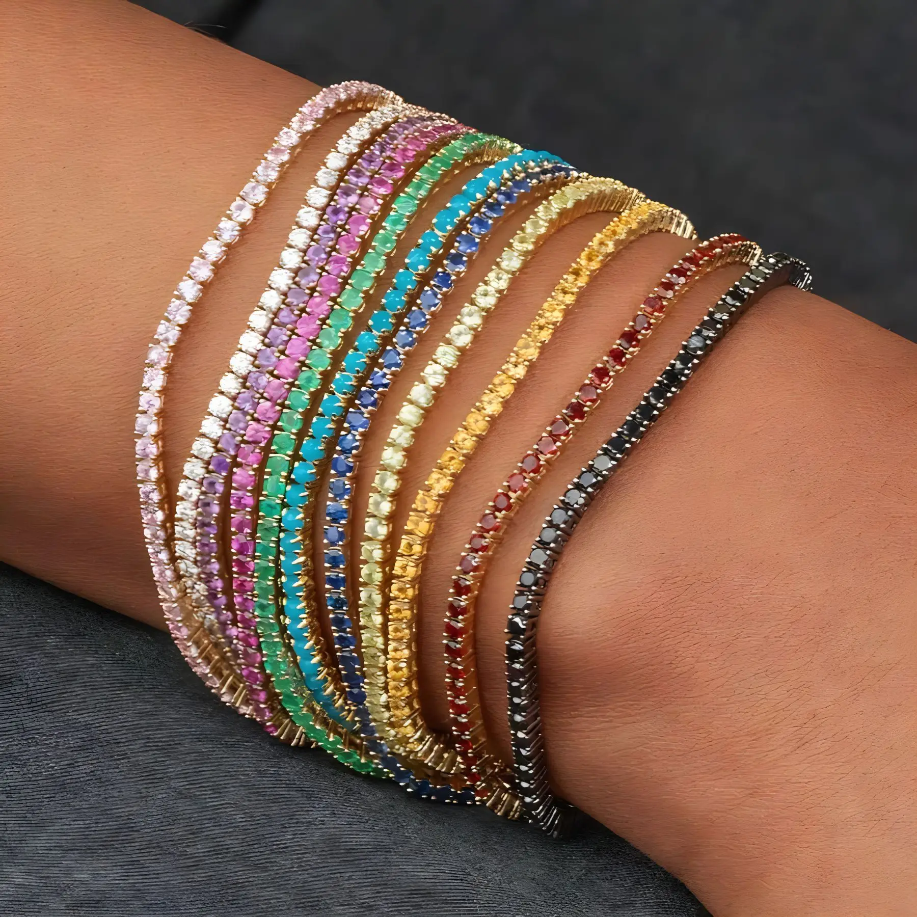 11PCS Fashion Shining Bracelet Stack Exquisite Rhinestone Elasticity Bracelet