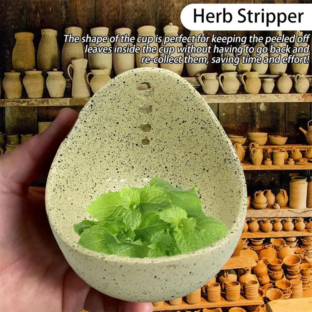 Cuenco pelador de hierbas y verduras para una eliminación eficiente de hojas, esencial de cocina hecho a mano para hierbas Kale, apto para lavavajillas