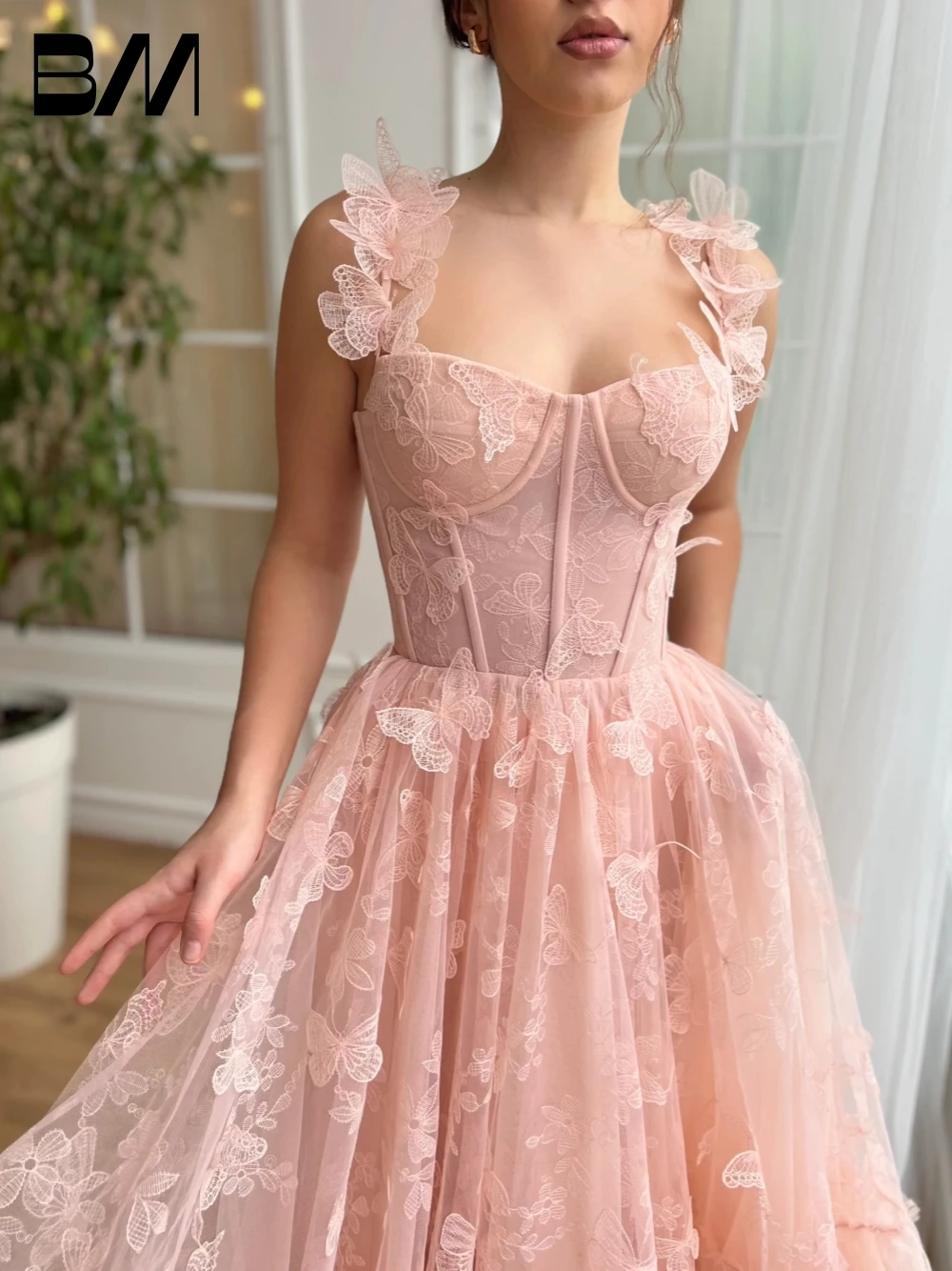 

Romantic Butterfly Midi-length Evening Dress Women Party Charming A Line Corset Customized Cocktail Gown Sweet Elegant Prom Gown