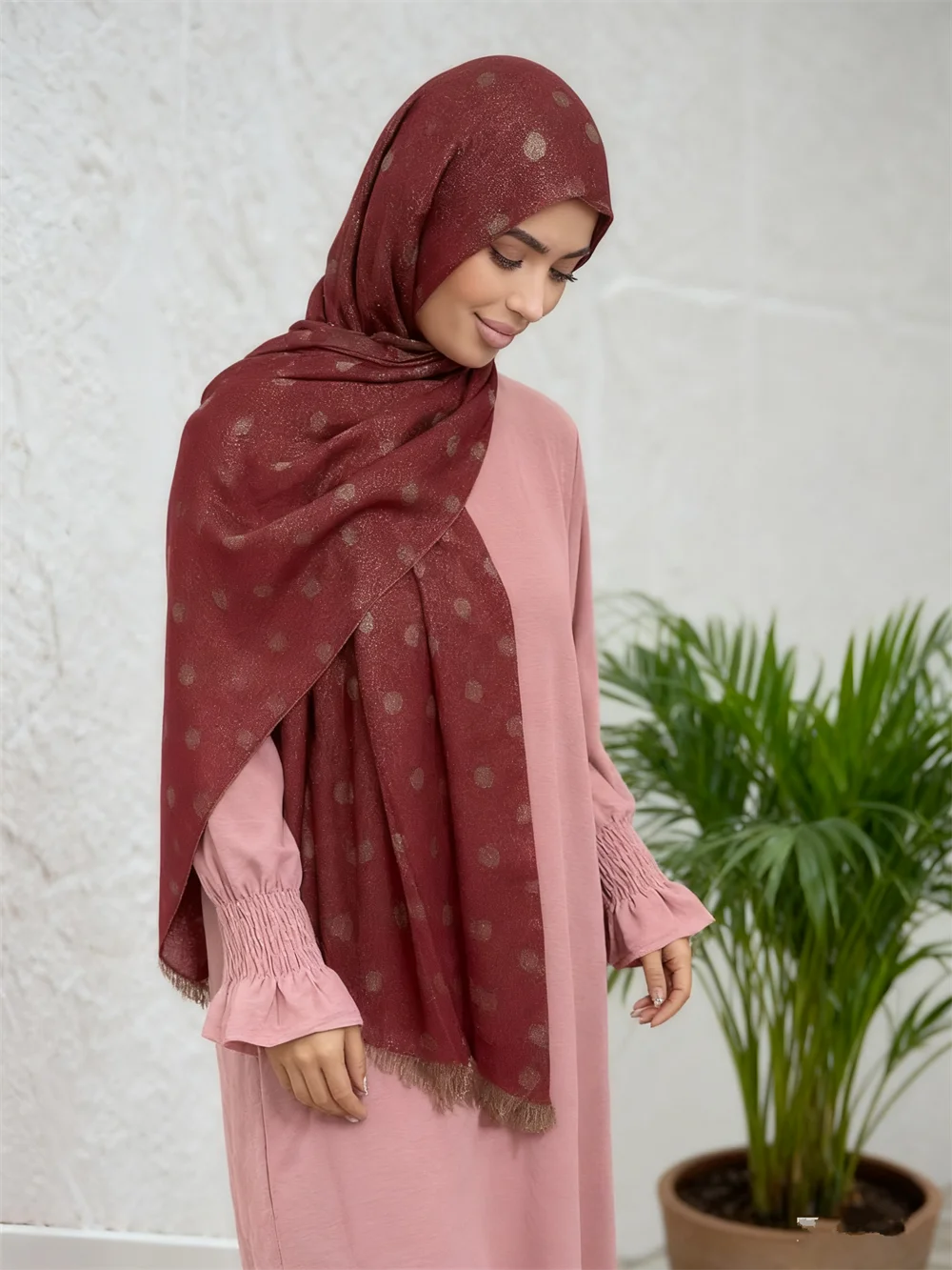 

Модный хиджаб в горошек с кисточками, мусульманский шарф, шаль, женский платок, банданы с бахромой, повязка на голову, Bufanda, платок, Turbante Mujer