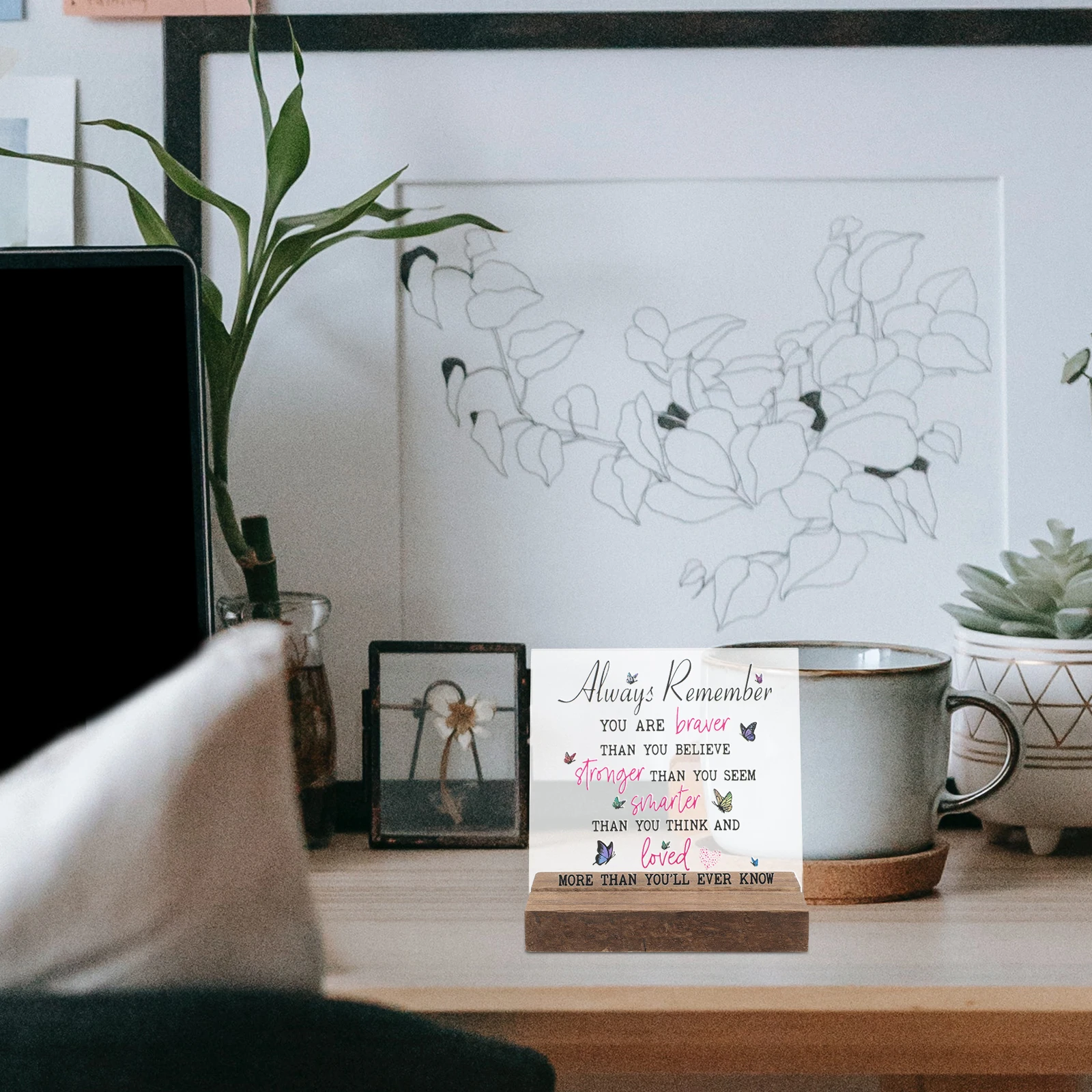 

Office Desks Decoration Self-affirmation Inspirational Motivational Plaques Positive Sign Encouragement Table with Stand for
