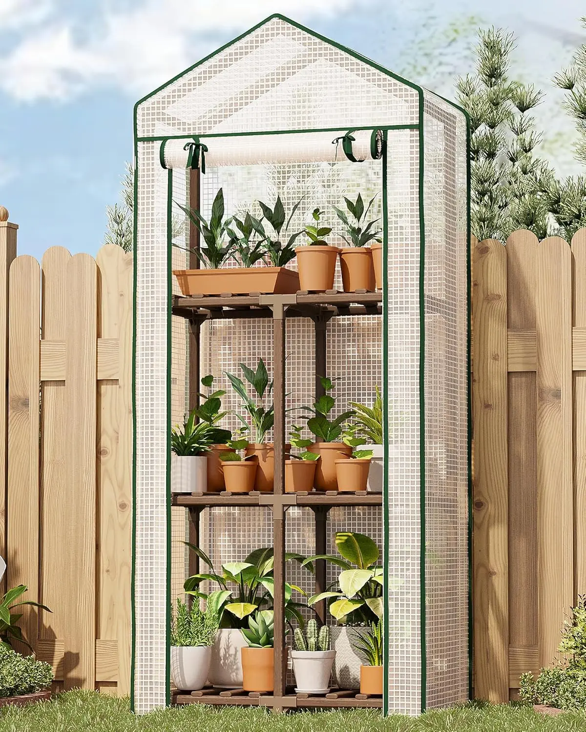 

Mini Greenhouse for Outdoor 3-Tierd Reusable Portable Warm House with PE Cover Compact Garden and Backyards Portable Rack with S