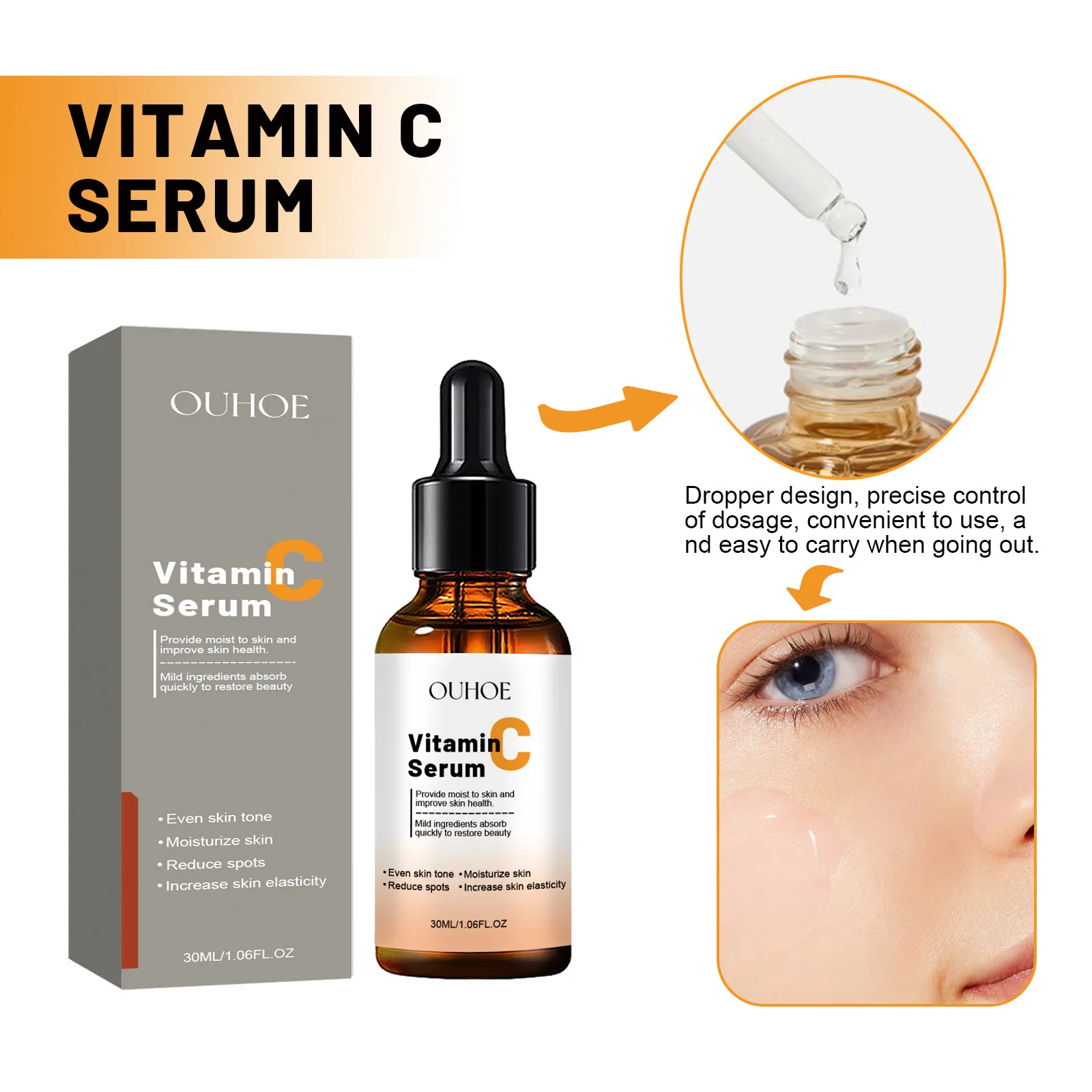 Anti Aging Facial Serum Vitamin C Reduce Fine Lines Forehead Wrinkles Moisturizing Smoothing Skin Repairing Firming Face Serum