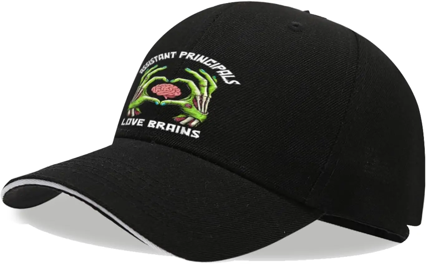 Principal Halloween Principals Love Brains Zombie Washed Denim Hats Cute Baseball Cap for Men Women Adjustable Trucker Hat