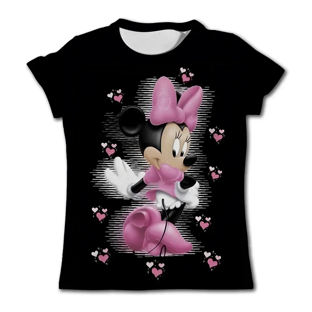 Kawaii Minnie Mouse T-shirts 3-14 Ys Girls T Shirt Kids Girl Clothes Tops Short Sleeve Tees Clothing Clothing Summer T-shirt